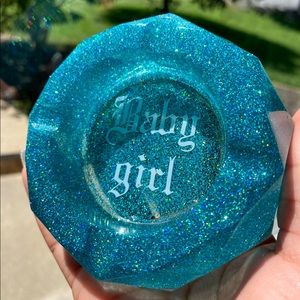 “ Baby Girl “ Sparkly Blue Ashtray